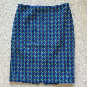 Talbots - Gray blue houndstooth woven pencil skirt - 4P